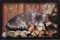 oKu-Tex Design Fußmatte Happy Home schlafende Katze, lustiges & niedliches Motiv, rutschfest & waschbar, Deko Dekorativ, grau, 40 x 60 cm