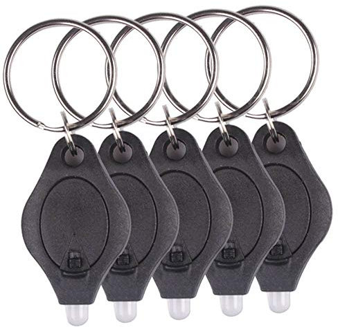 Ebilun 10pcs LED lampe de poche porte-clés doigt lumière Lampe torche Mini Lumière vive lampe de poche avec porte-clés pour les zones sombres Camping/Chasse/Randonnée (noir)