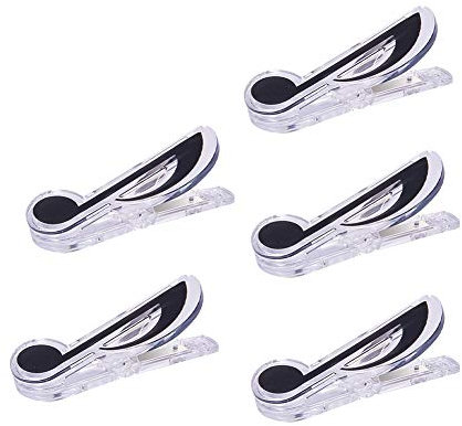 WANDIC Notenständer aus Kunststoff, für Notenblätter, Buchseitenklammern, hohe Noten, acht Noten, kleine Aussaat, transparenter Clip (5 Stück, Schwarz 2)