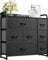 YITAHOME Kommode mit Schubladen, Schrank mit 7 Schubladen aus Stoff, Aufbewahrungskommode Industrial Stil für Schlafzimmer, Wohnzimmer, Kinderzimmer, Flur, Aufbewahrungsschrank (Schwarzgrau)