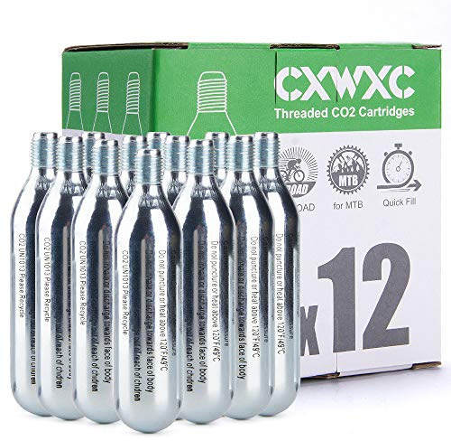 CXWXC Cartuchos de CO2 roscados de 16 g para neumáticos de Bicicleta – Cartucho para inflador de CO2 con conexión roscada, Bomba de CO2 para Bicicletas de Carretera y montaña