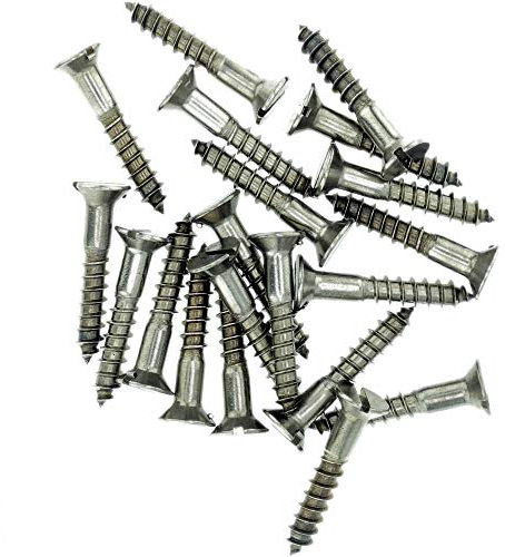 Lot de 20 vis à bois à tête fraisée fendue en acier inoxydable A2 n°10 x 1,78 (5 x 45 mm)