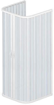 Duschkabine 80 x 90 x 80 cm Modell Dora mit 3 Seiten, reduzierbar, Doppeltür mit Öffnung in der Mitte mit Balg aus PVC-Kunststoff, weiß.