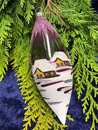 Generisch Zapfen Glas Tannenzapfen Olive Tropfen Christbaum Baumbehang Handarbeit Lauscha, : transparent - brombeer