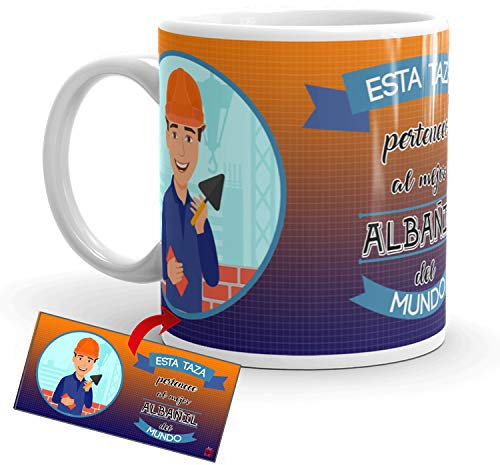 Kembilove Taza de Café del Mejor Albañil del Mundo – Taza de Desayuno para la Oficina – Taza de Café y Té para Profesionales – Tazas de Cerámica de Profesiones – Idea de Regalo Original