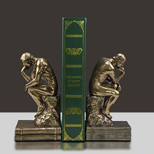 BDXZJ Kreative Retro Buchstütze Harz Skulptur-buchstütze Buchstützen Buchständer Der Denker Nach Figur Skulptur Eisen Antik-Stil Statue Geschenke Ornamente Dekoration