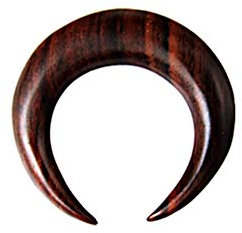 CHICNET Holz Septum Lobe Ohr Nasen Piercing Sichel 3mm 4mm 6mm gedehnte Ohren Nase Dehnschnecke Dehnstab Spike Hufeisen Form dunkel braun Damen Herren 04 mm