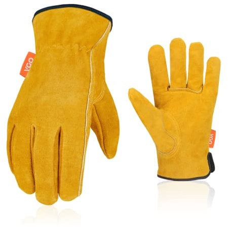 Vgo... Gants de Travail de Sécurité en Cuir pour Hommes - Jardinage, Gréeur, Constructeur (CB9501, Or, 8/M, 1 Paire)