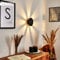 HOFSTEIN Wandleuchte Mezia, moderne Wandlampe aus Metall in Schwarz mit Lichtspiel an der Wand, Leuchte mit An-/Ausschalter am Gehäuse, Innenwandleuchte mit Strahlen-Effekt, 1 x G9, ohne Leuchtmittel
