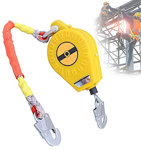 DBMGB Antichute a Rappel Automatique, Dispositif Anti-Chute Rétractable pour Connecter Harnais de Securite, Kit de Protection Anti Chute avec Crochet Autobloquant et Corde de Sécurité Ignifuge, 150kg