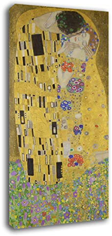 printerland.it Quadro Moderno Verticale Klimt Bacio Quadri moderni da Parete XXL grande Stampa su tela Canvas Decorazione Murale muro Soggiorno Arredo Camera da letto Cucina (50x100 cm, klimt2)
