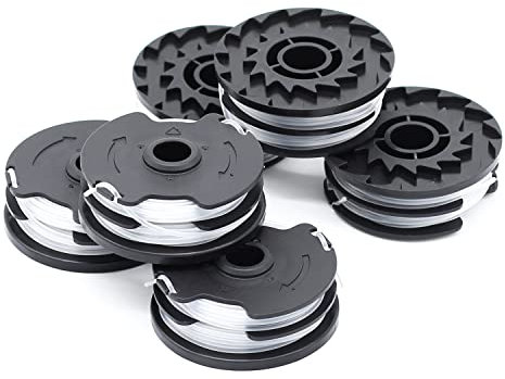 SWNKDG 6 Stücke Fadenspulen Rasentrimmer Faden Ersatzspulen für LIDL Parkside Akku-Rasentrimmer PRTA 20-Li A1,B2,C3;PRT 550 A1, A3;PRT 300 A1-2x4m 1,6mm