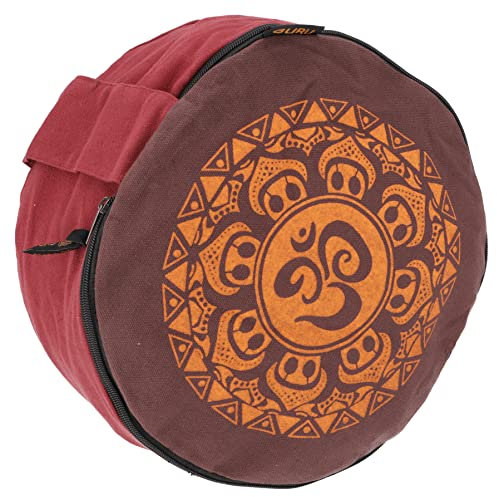 GURU SHOP Yoga Kissen, Yogakissen, Bedrucktes Meditationskissen mit Dinkel Füllung - Weinrot/orange, Baumwolle, 13x30x30 cm