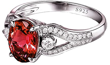 Daesar Trauring Silber 925, Damen Ring Unendlich mit Rot Zirkonia Verlobungsring Nickelfrei Ringgröße 56 (17.8)