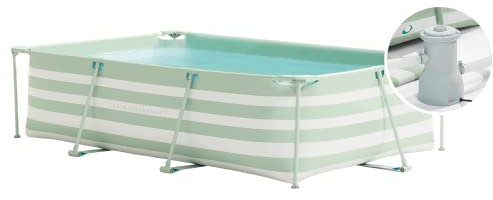 Swim Essentials | Grün/Weiß Gestreift Aufstellpool 300x200x75 cm inkl. Zubehör