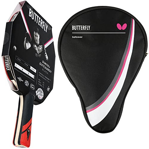 Butterfly Dimitrij Ovtcharov Black Tischtennisschläger + Tischtennishülle Drive Case I | Tischtennisschlägerset | Profi Set