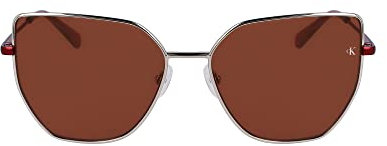 CALVIN KLEIN JEANS Women's Sunglasses CKJ23202S - Gold/Burgundy with Solid Brown Lens