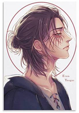 YYKG Attack on Titans Eren Jaegers Anime-Poster, dekoratives Gemälde, Leinwand, Wandkunst, Wohnzimmer, Poster, Schlafzimmer, Gemälde, 50 x 75 cm