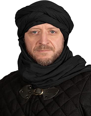 Turban Kopftuch Halstuch Schal - 4x1m - Schwarz - für LARP, Cosplay Orient Karneval Halloween