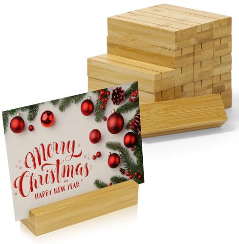 ECENCE 20 Piezas Soporte para Tarjetas de Madera, Para números de mesa, Postales, Soporte para Terjetas menús para Bodas, Celebracións, Restaurantes