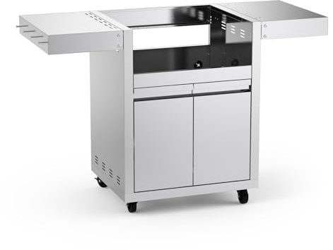 Edelstahl Grillwagen für Hygrill 3-Brenner eingebauter Gasgrill Outdoor Kücheninsel mit klappbaren Seitenablagen und Aufbewahrungsschrank