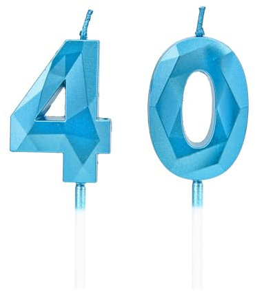 40th Birthday Candles, Blue Number Candles Birthday Decoration, Happy Birthday Cake Toppers, for Birthday Parties Weddings Company Anniversaries (Blue, 40)