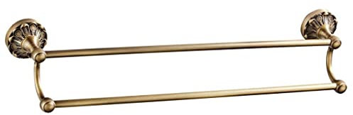 Porte-serviettes mural vintage en laiton à 2 barres pour salle de bain ou porte d'armoire de cuisine