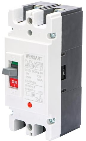 Wengart Disjoncteur MCCB WGM1PV-250,125A Disjoncteur solaire DC 2P, Disjoncteur DC pour systèmes solaires et autres applications DC, MAX 500V DC