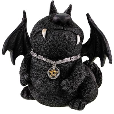 Kremers Schatzkiste Dicke Grinsende Katze 14cm Schwarz Gothic Dekofigur Polyrsin zum hinstellen Okkulte Katzendeko