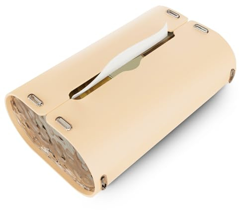 LELE LIFE Suction Cup Silicone Tissue Box Cover, Wall Mounted Tissue Box Holder Rectangle Facial Tissue Dispenser for Bathroom, Car, Desk (Beige)