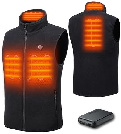 HEWINZE Gilet riscaldato in pile da uomo - Gilet caldo con batteria da 5 V, gilet riscaldato per la caccia.