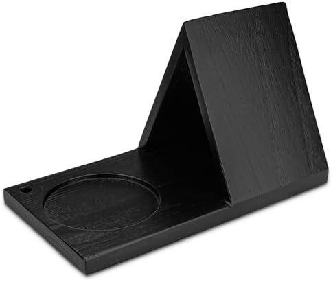 Yitexin Dreieck Holz Bücherablage mit Getränkehalter, Mini Holz Buchhalter Bücherregal, Buchständer zum Lesen, Buchecke Lesen, Valet für Schlafzimmer, Nachttisch, Büro Schreibtisch (Schwarz)