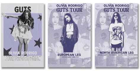 Yunneat Olivia-Poster, Rodrigo, Musik, Vintage-Album, Poster, Wandkunst, Leinwandposter, Raumdekor, 20 x 30 cm, 3 Stück, Stil 2, 3 Stück