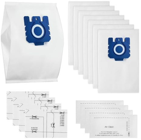 8 Sacs D'aspirateur pour Aspirateurs Miele GN 3D, Compatible avec C3 C2 C1, Classic C1, Contient 4 Sacs de Protection Du Moteur et 4 Filtres, Puissance D'Aspiration Et éTanchéIté à La PoussièRe