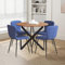 GOLDFAN Rund Esstisch mit 4 Stühlen Holz Küchentisch Retro mit Schwarz Metallbeinen, Esszimmerstuhl aus Stoff, für Esszimmer Wohnzimmer, 80cm, Blau