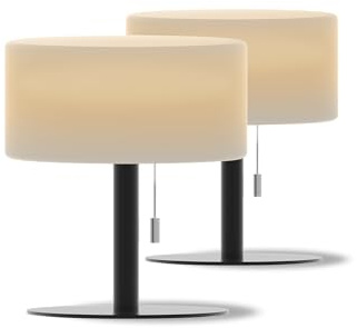 CALEX Cascia Tischlampe, wiederaufladbar, kabellos, dimmbar, Farben & warmweißes Licht, wasserdicht, Aluminium, Schwarz, 2er Pack