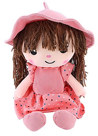 iSpchen Weiche Stoffpuppe für Kinder Baby Mädchen,Kuschelpuppe mit Haar Rock Prinzessin Babypuppen Süße Feen Puppe Plüsch Stofftier Spielzeug Anziehpuppe Plüsch Spielzeug für Kleinkinder Mädchen