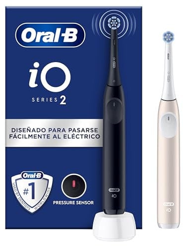 Oral-B iO Series 2 Elektrische Zahnbürste,Electric Toothbrush, DUO Pack inkl. zweitem Handstück, 3 Putzmodi für Zahnpflege, Magnet-Technologie, Designed by Braun, Night Black , Calm Pink