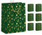 PremiumLine Geschenktüten Weihnachten LARGE, 6 Stück | DIN A4, mit Trage-Griff & Namenskarte | Geschenktaschen Weihnachten Groß, Weihnachtstüte | Sterne grün, 26x32x12cm