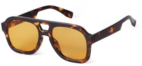 ADEWU Pilot Sonnenbrille Damen Herren Retro 70er Jahre Nachtsicht Sonnenbrillen Orange Gläser UV Schutz