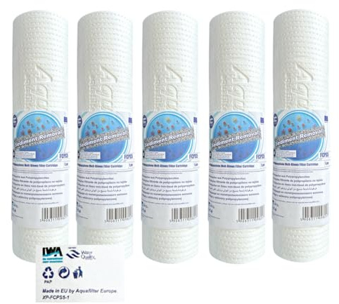 5x Sediment Wasserfilter, für Umkehrosmose, Wasserspeiseleitung & Partikelfiltration, passend für Standard 10 Filtergehäuse - 5 Micron 25,4 x 6,3 cm