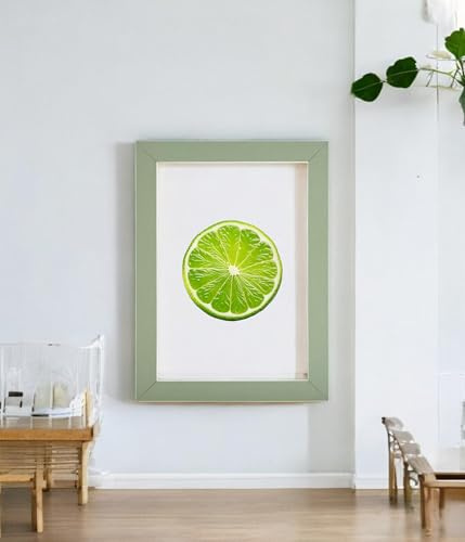 A4 Black Solid Wood Photo Frame with Acrylic Glass - 21cm x 29.7cm for Table Top and Wall Mounting, Black (Light Green)