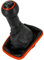 Schaltknauf + Schaltsack Set 5 Gang passend für VW Golf 4, 1997-2006, Plug & Play, Auto Schalthebel Schaltmanschette, mit Rahmen, schwarz - rot