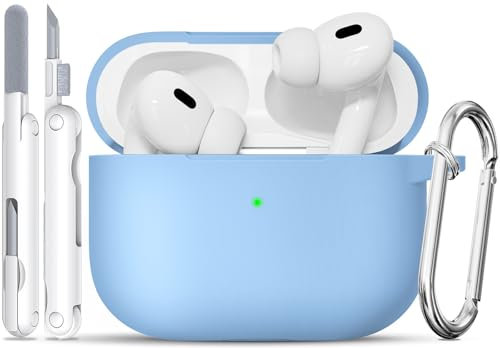 TNSNK Case for AirPods Pro 2/1. Gen with Cleaner Kit, Silicone Protection Case for Apple Airpods Pro 2019 (2023 USB-C/Lightning Cable) with Keychain [Support Wireless Charging]