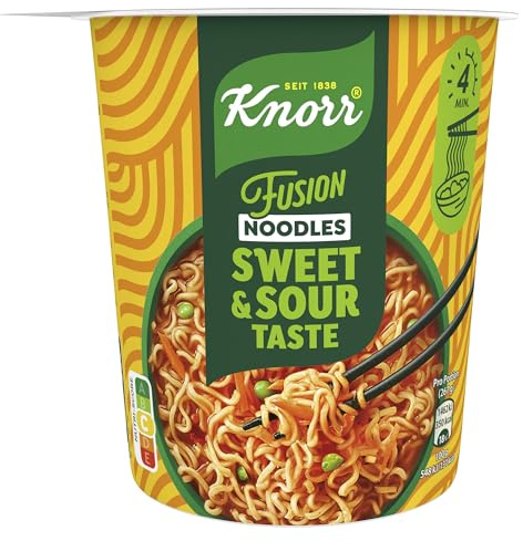 Knorr Fusion Noodles Instant Nudeln Sweet & Sour Taste 82 g | leckere Nudeln in süß-saurer Sauce fertig in nur 4 Minuten