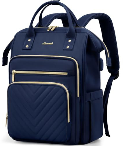 LOVEVOOK Laptop Backpack for Women, 17 inch Womens Backpack for School College with USB Port & Anti-theft Zipper, Large Computer Laptop Rucksack Casual Daypacks for Business Travel, Navy Blue