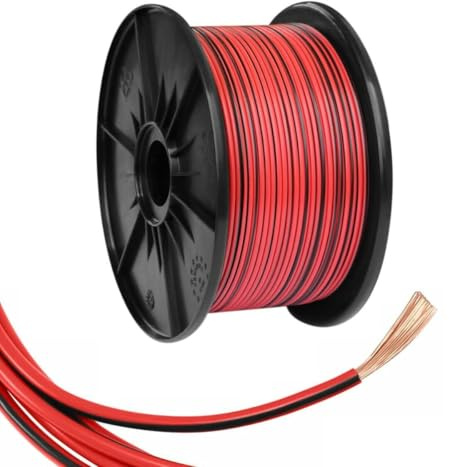 AK-Parts Fahrzeugleitung/Autokabel 2,5 mm² FLRy - 50 Meter auf Spule - Rot - Schwarz