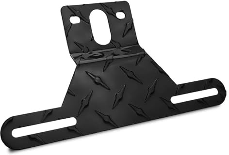 Motorcycle License Plate Bracket Aluminum Motorcycle Truck Trailer Camper License Plate Bracket Fender Light License Number Plate Mount Stand Holder Black Silver(1pc Black)
