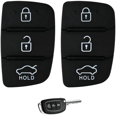 2 Pack 3 Button Key Fob Rubber Car Key Case Buttons Pad for Hyundai | Replacement Pad for Hyundai i10 i20 i30 i40 ix20 ix30 ix35 ix45 ix55 Accent Santa Fe Elantra Tucson Remote Control Pad