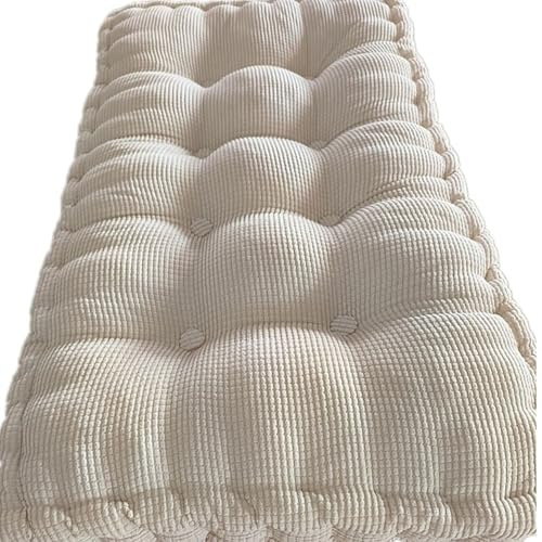 uyeoco 8 Dickes Bankauflage Bankkissen, Sitzkissen Bank Sitzauflage Innen Outdoor, Gute Qualität Waschbare Gartenbank Auflage, Rechteck Sitzkissen Groß Für Stuhl Boden Bürostuhl(Beige,100x35cm)